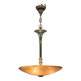 Art Deco Glass Chandelier, Kamenicky Senov, 1930s