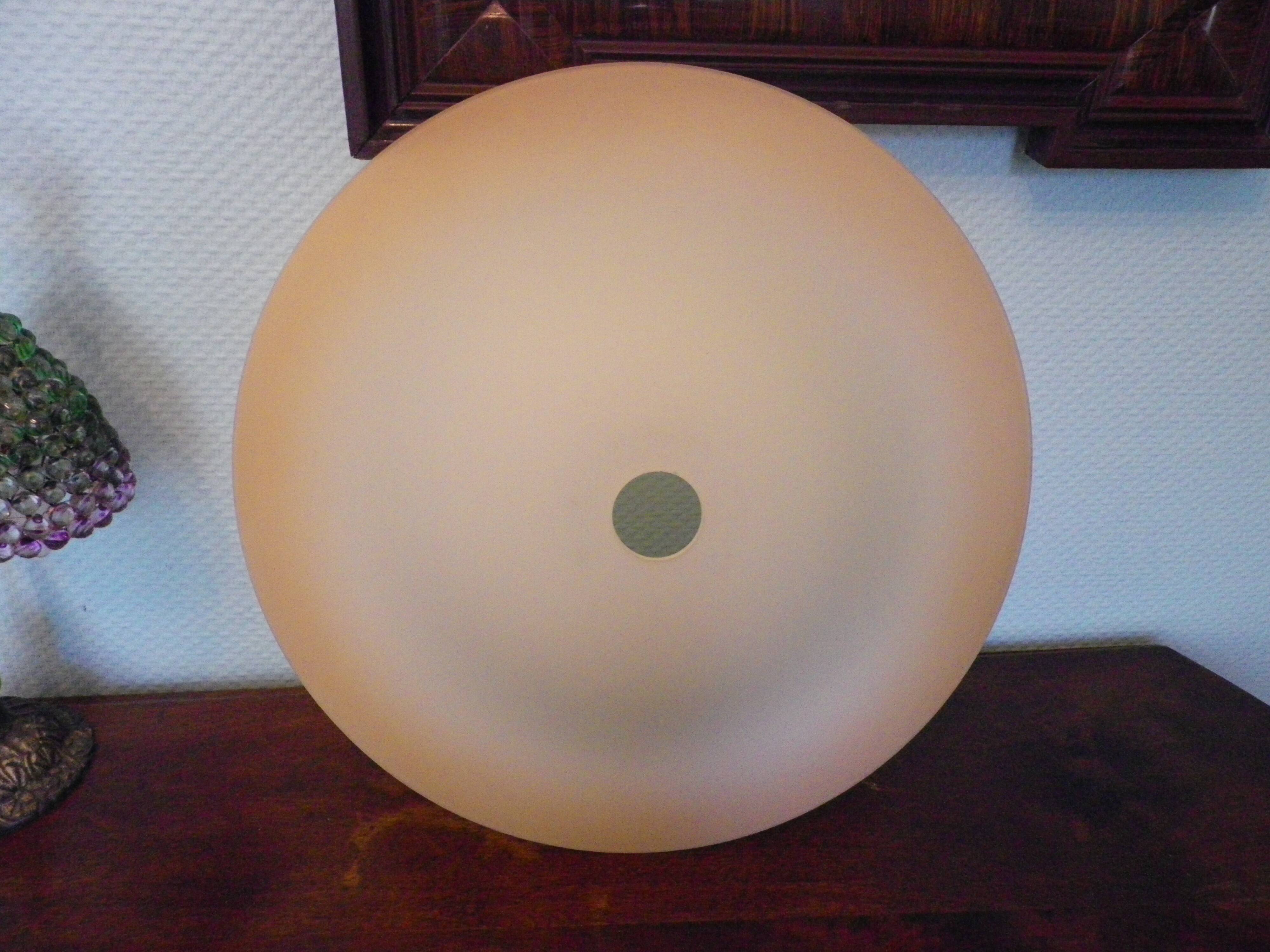 Golden Metal Suspension with Opaque Bowl Shade, 1980s