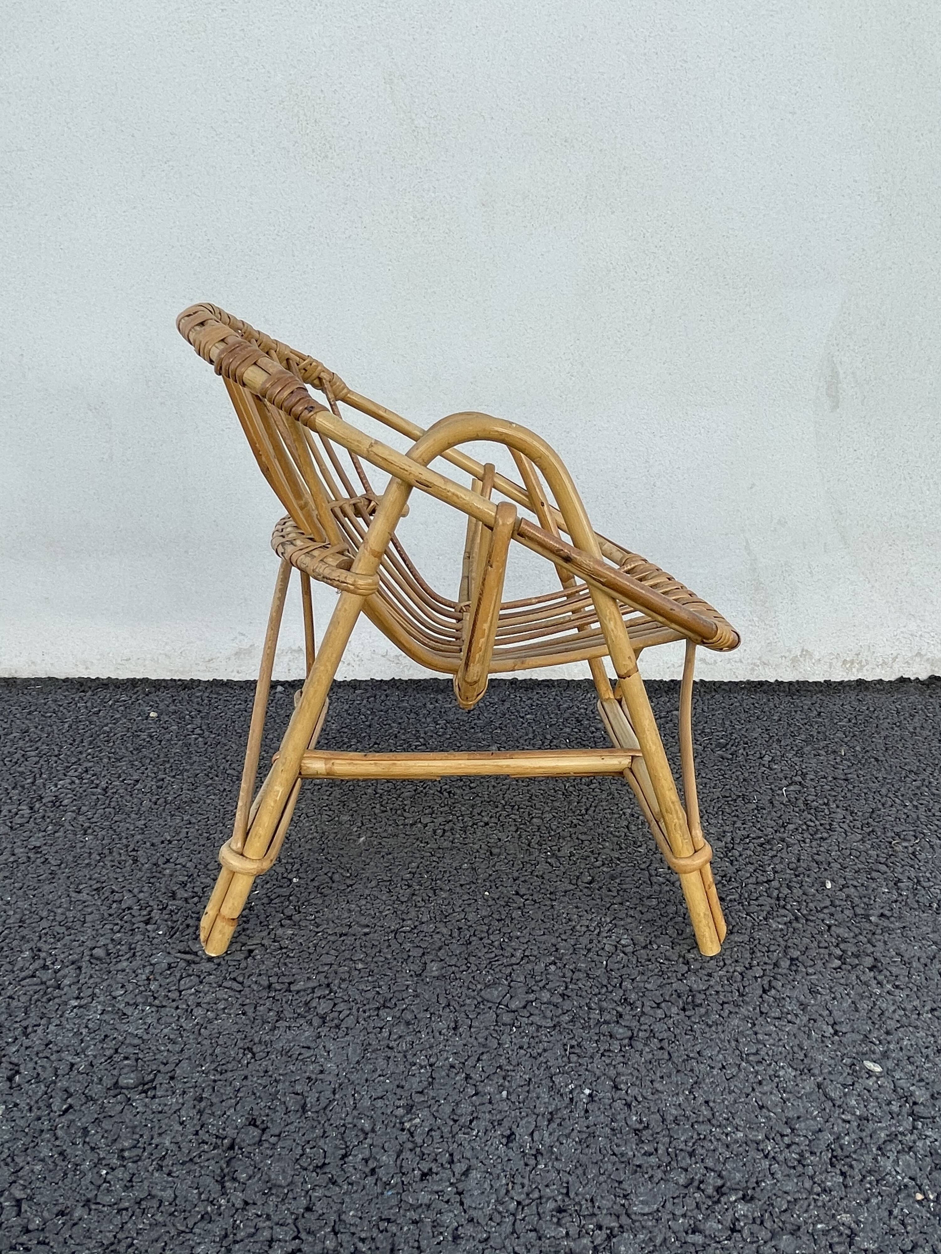 Armchair child wicker shell 70s