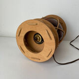 Vintage wood and wicker lamp