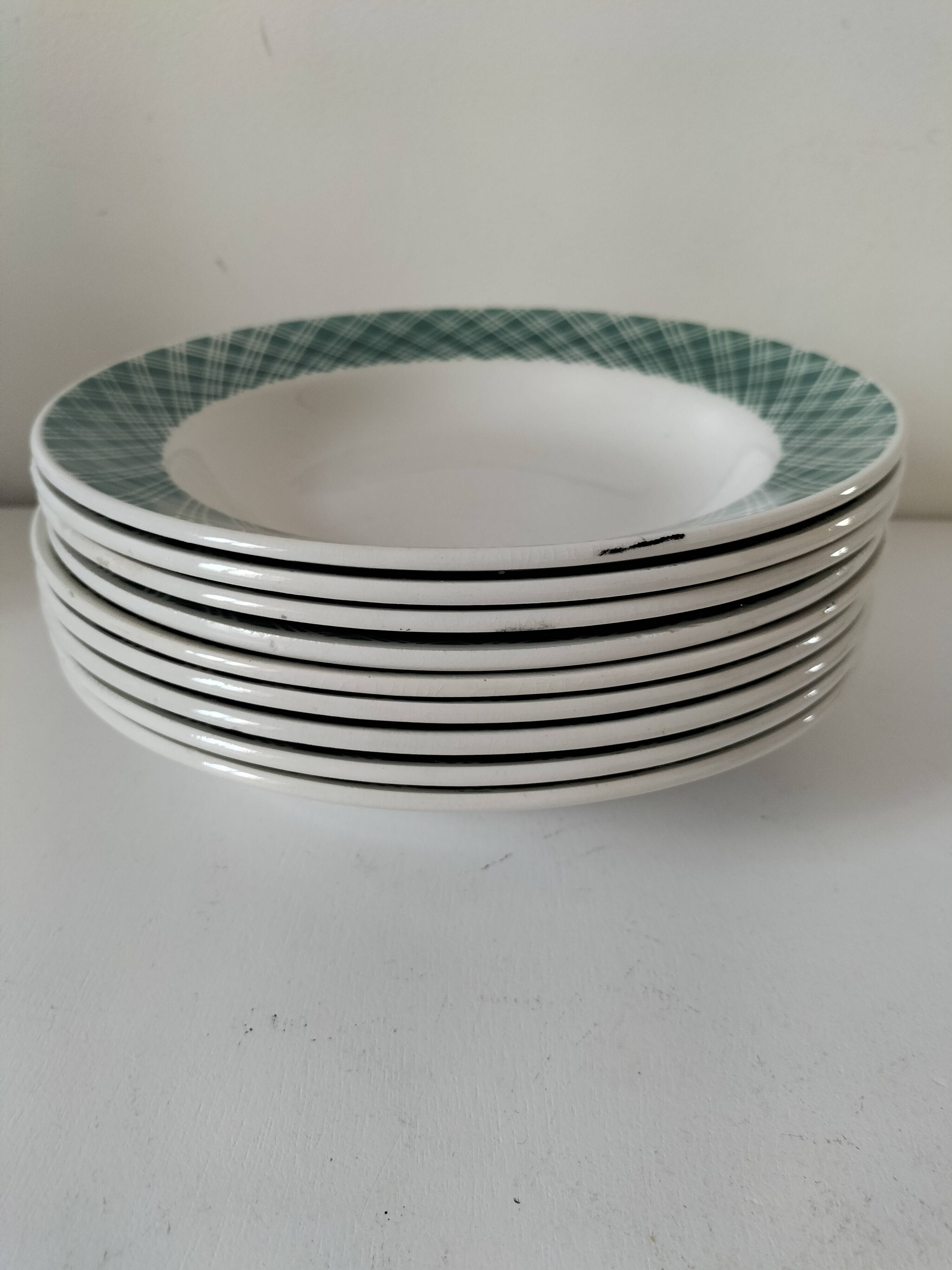 Set of 9 earthenware soup plates – Saint-Amand, decor no. 207 (1941)