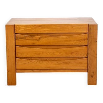 Chest of drawers in elm by Maison Regain, 1980s