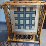 Vintage bamboo and rattan tartan armchair