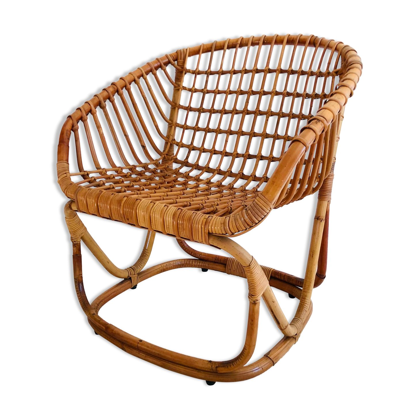 Rattan armchair by Tito Agnoli for Pierantonio Bonacina, Italy 1958