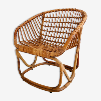 Rattan armchair by Tito Agnoli for Pierantonio Bonacina, Italy 1958