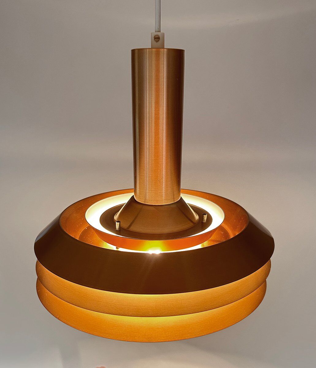 Mid-century modern Danish copper pendant light, 1970s