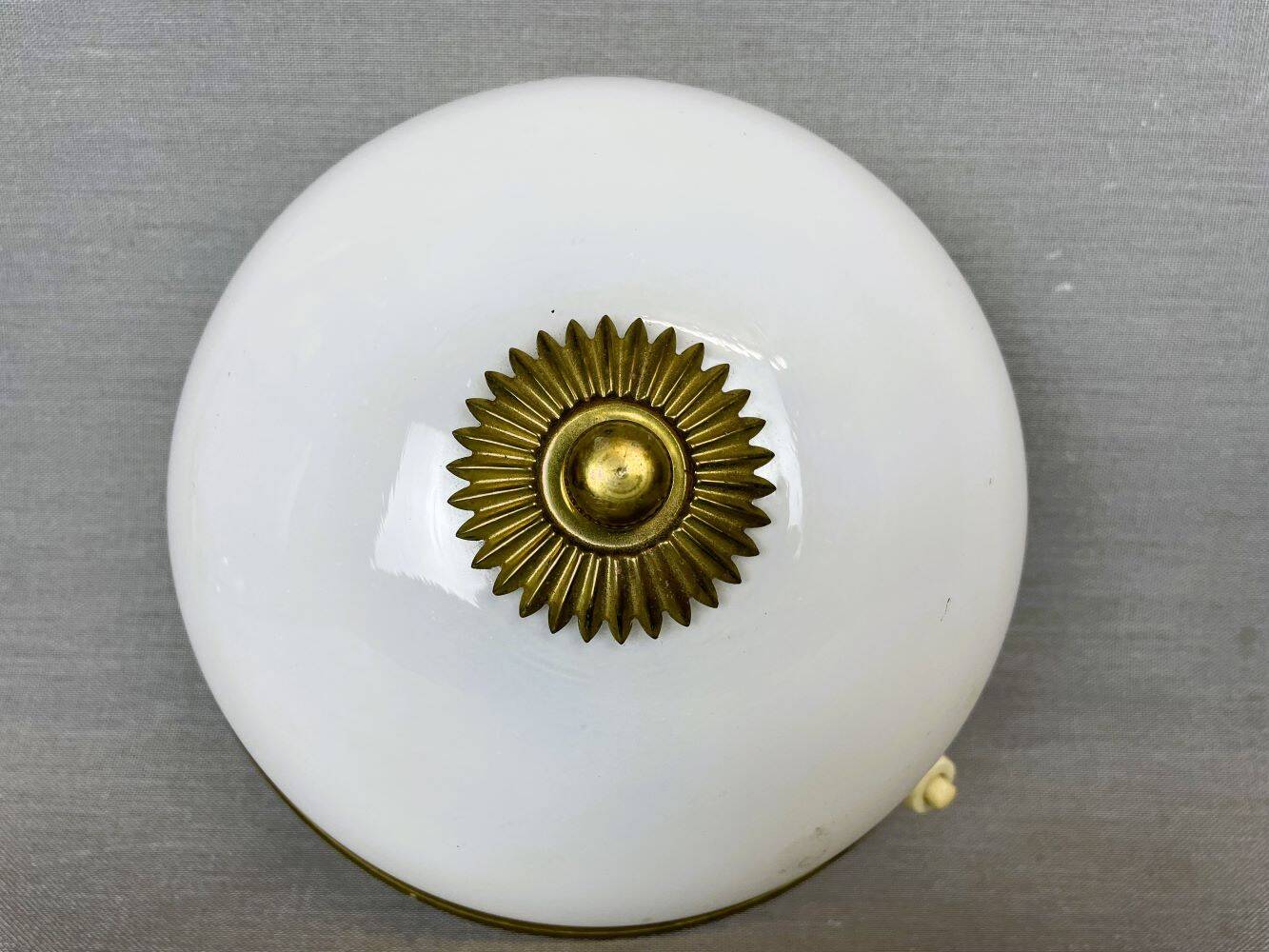 Small white opaline glass flush mount wall lamp