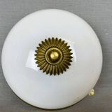 Small white opaline glass flush mount wall lamp