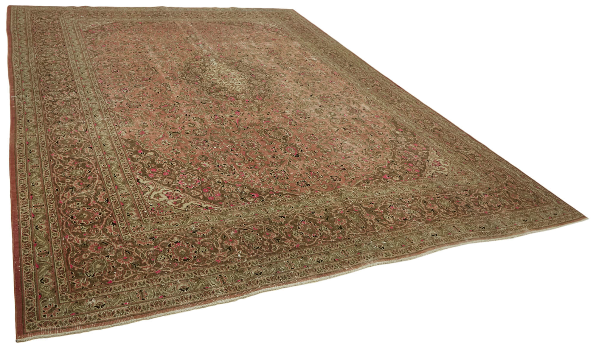 Handmade Oriental Unique 1980s 290 cm x 370 cm Beige Wool Carpet
