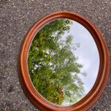 Vintage oval mirror in solid wood 1960 60x48cm