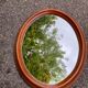 Vintage oval mirror in solid wood 1960 60x48cm