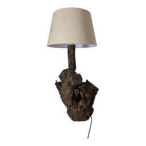 lampe bois tourné brutaliste