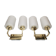 Paire d'appliques doubles 1950 laiton et globes opalins Kaiser Leuchte
