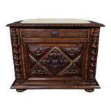 Landing Linen Chest in Solid Beech and Walnut, Louis XIII Style – Late 19th Century