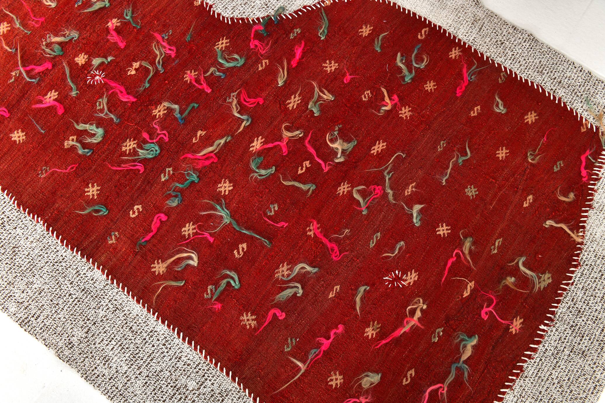3x5 Red Contemporary Vintage Kilim Rug, 105x149Cm