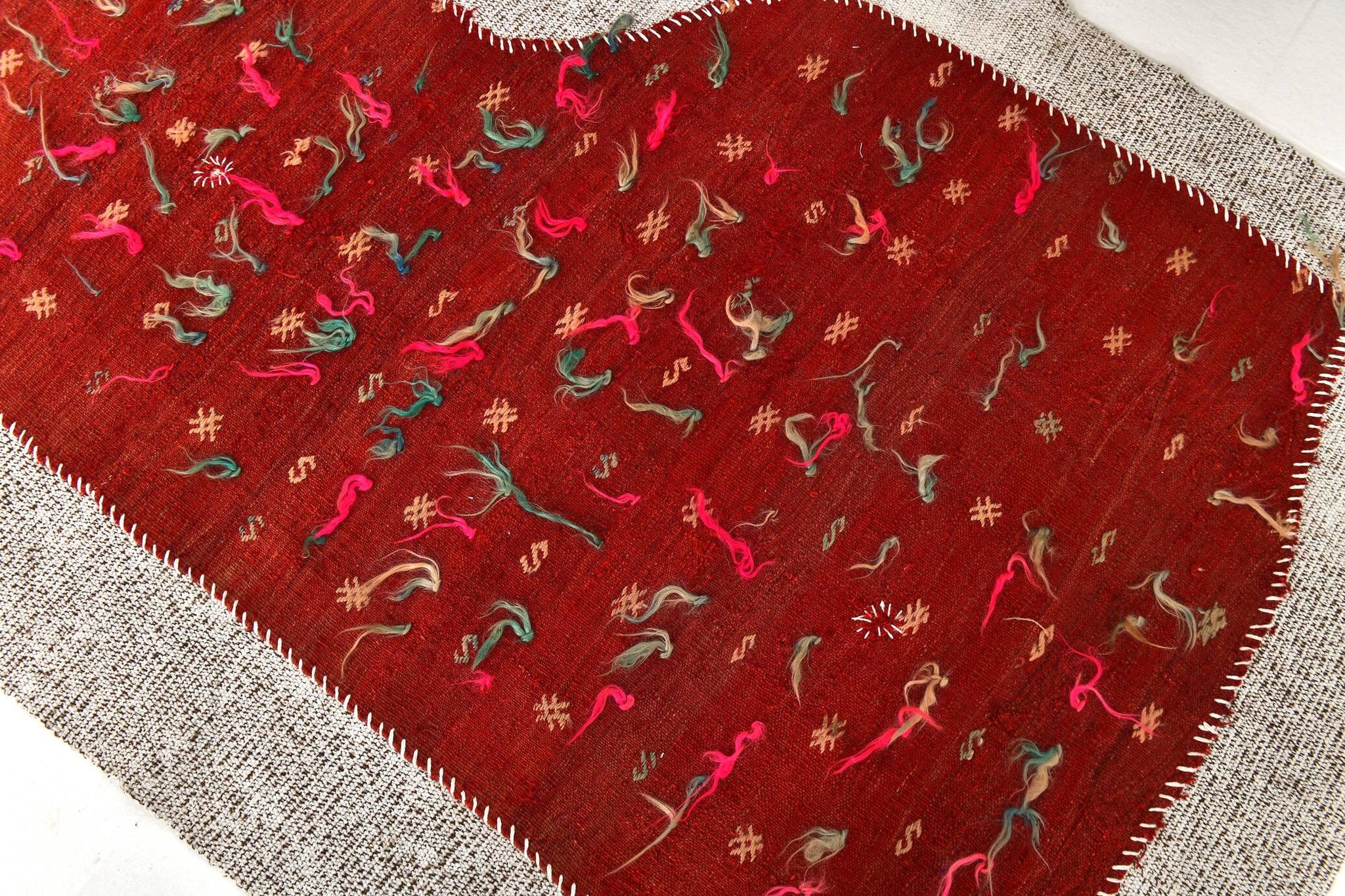 3x5 Red Contemporary Vintage Kilim Rug, 105x149Cm