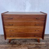 Vintage chest of drawers compass feet 1960 teak