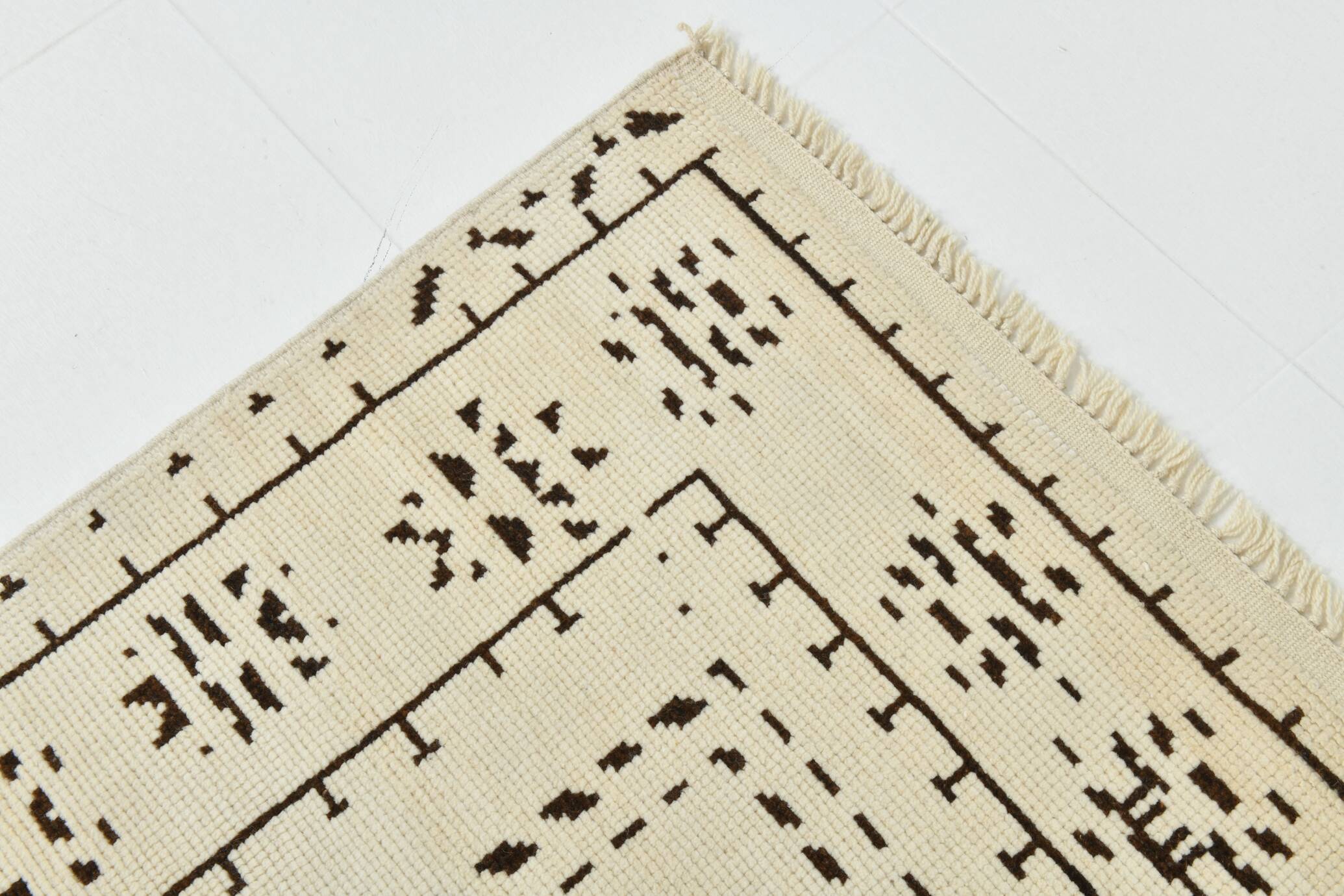 8x10 Beige & Dark Brown Modern Oushak Rug, 232x303Cm