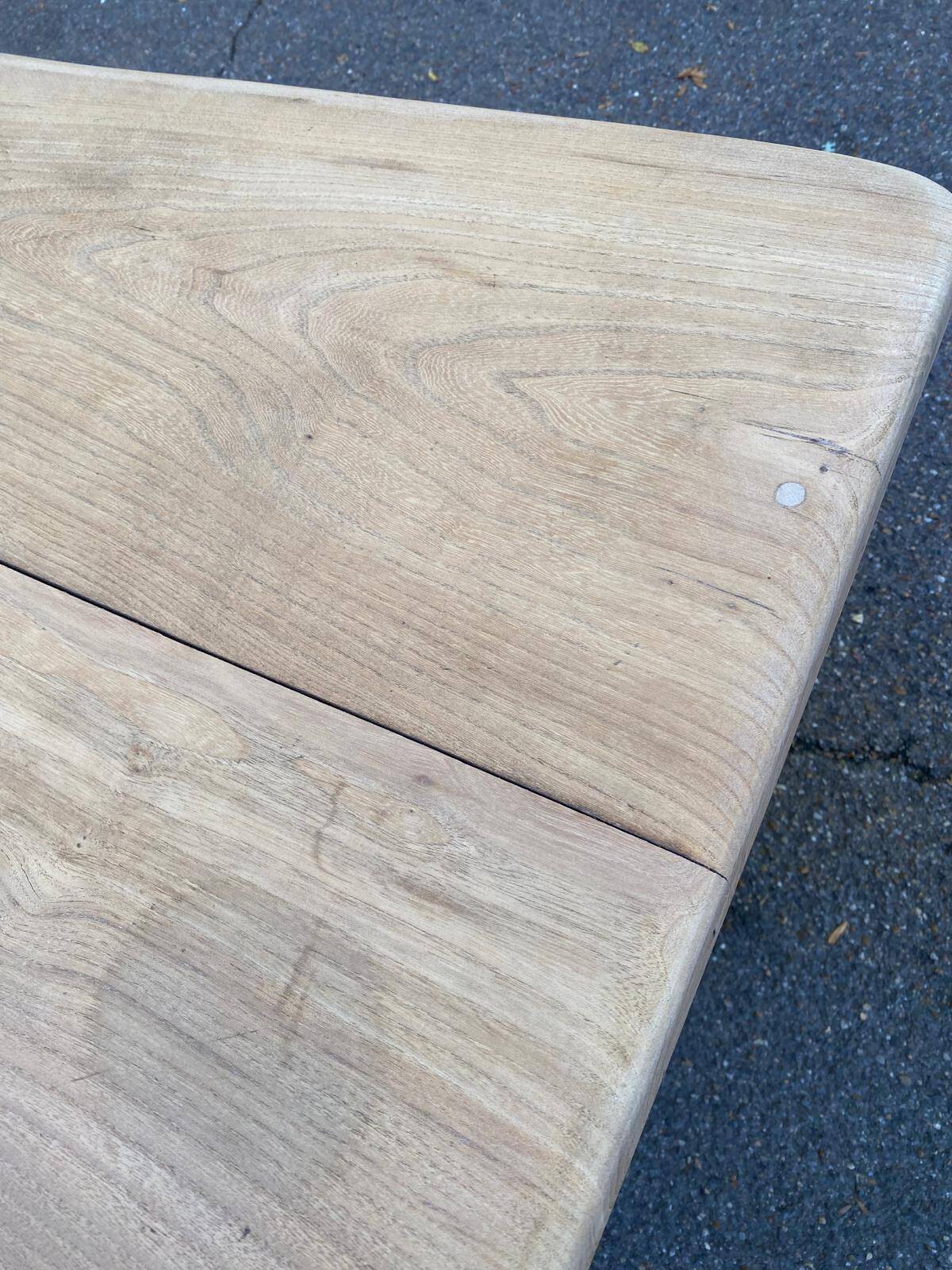 Grande table de monastère étroite décapée en chêne massif brut 200cm