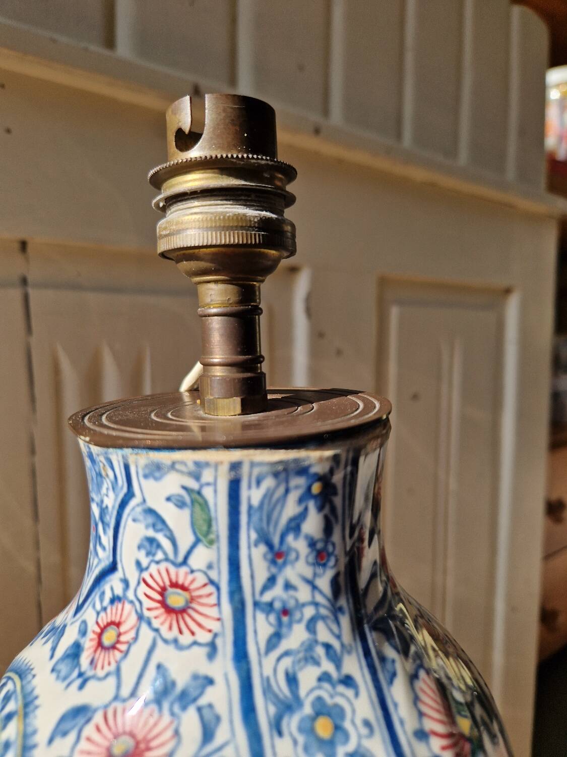 Antique lamp base in Gien earthenware