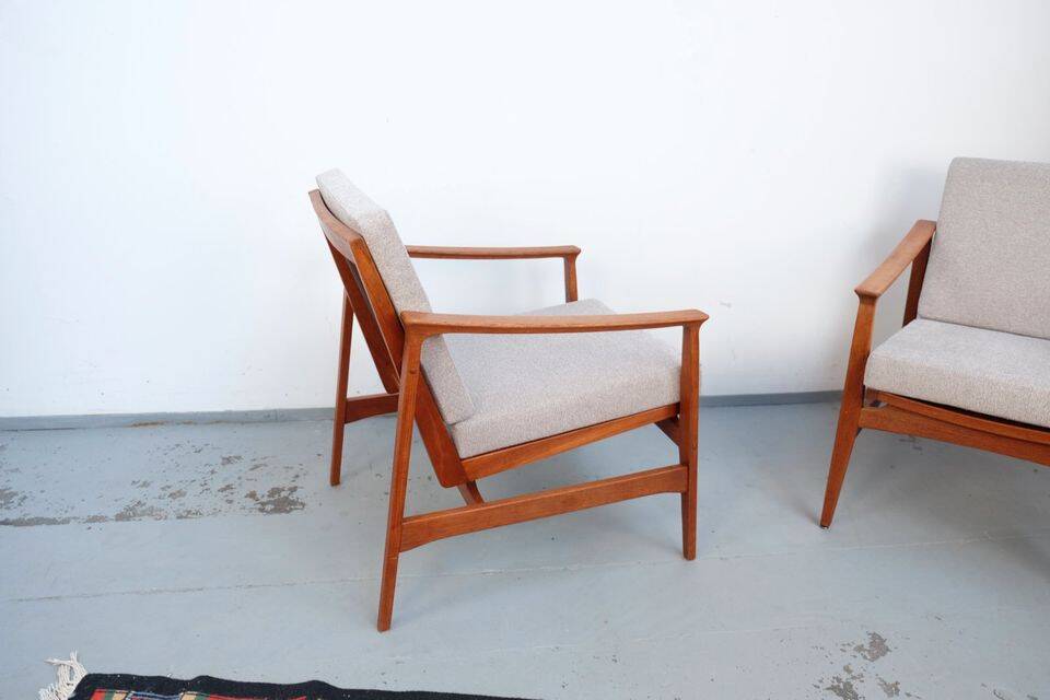 Vintage Thonet teak armchair, retro 1960s–70s style.