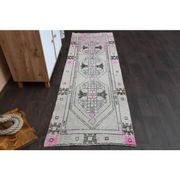 1970s Turkish Oushak Handmade Wool Cotton Beige Runner 77x245