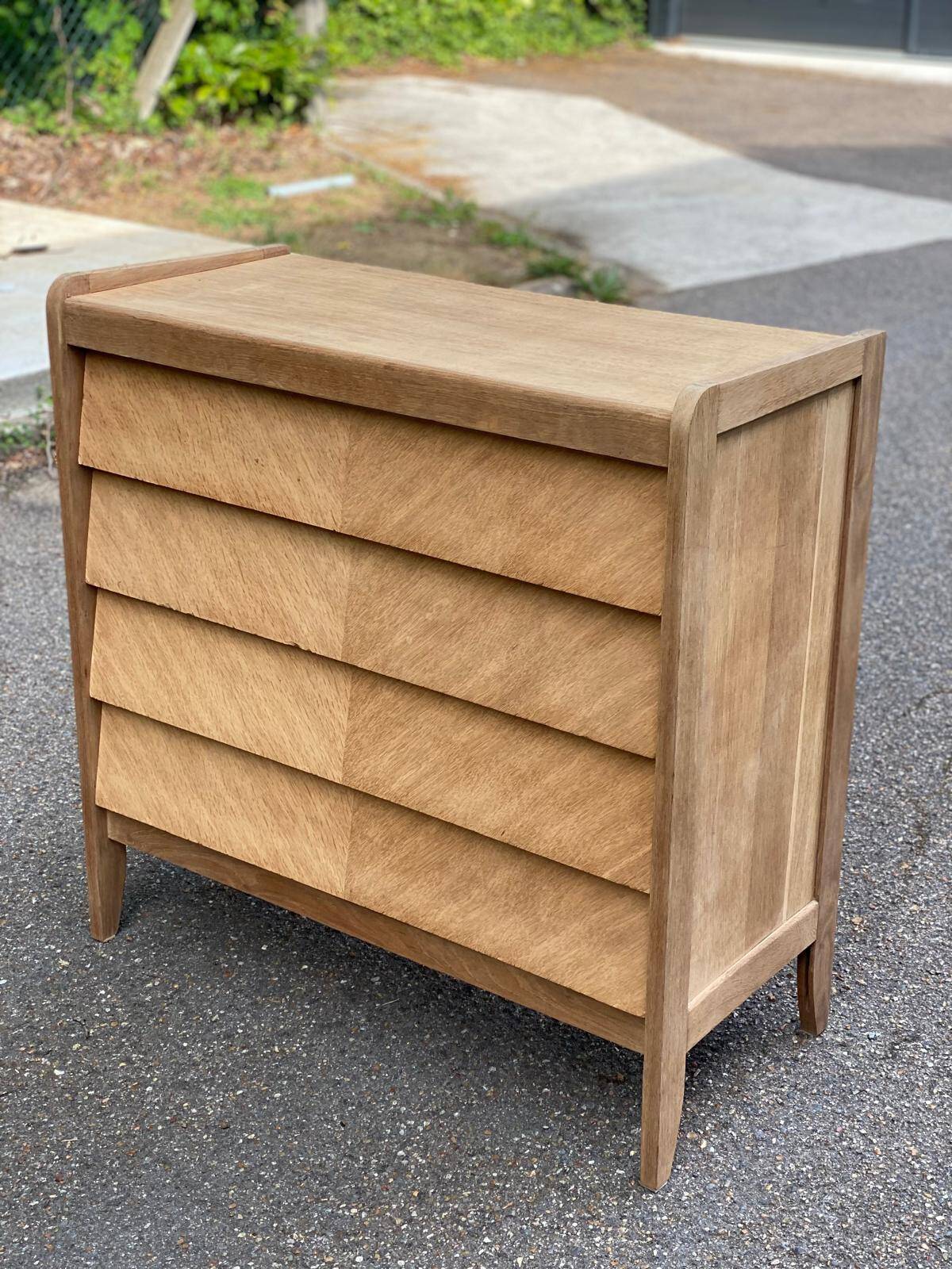 Commode scandinave 4 tiroirs rénovée en bois brut 1940