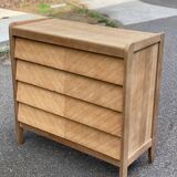 Commode scandinave 4 tiroirs rénovée en bois brut 1940