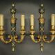 Pair of large wall sconces in quiver style Empire - bronze / green patina