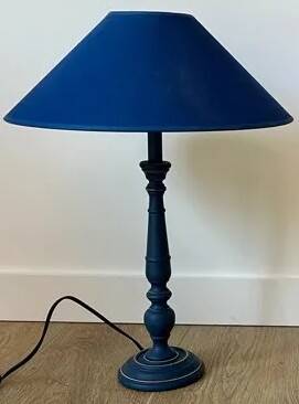 Pair of classic navy blue wooden lamps 57x25 very beautiful