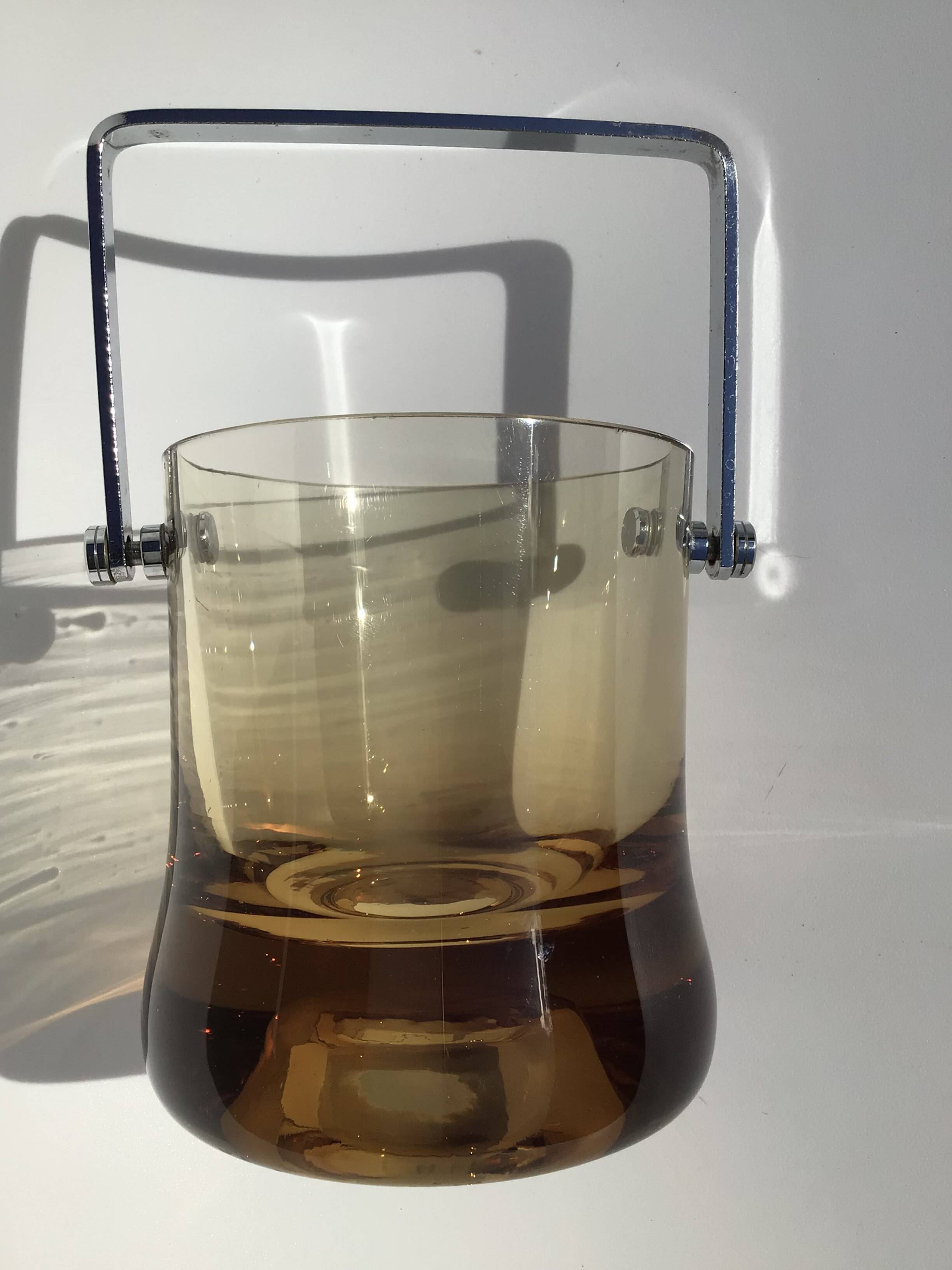 70s amber blown glass ice bucket