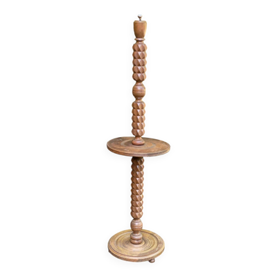 Lampadaire art déco en bois massif style Charles Dudouyt 1950