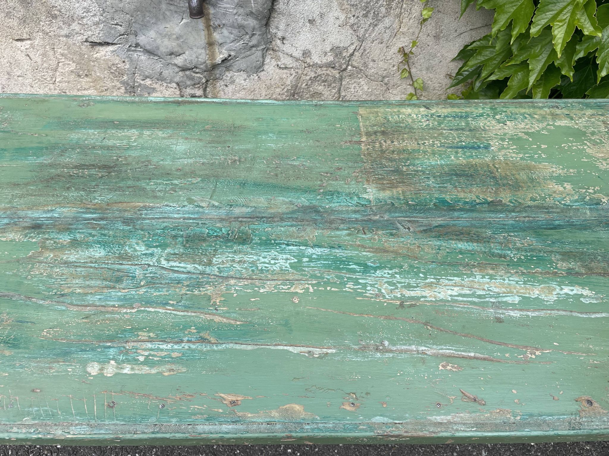 Indian coffee table in green lacquered teak