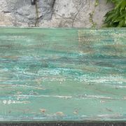Indian coffee table in green lacquered teak