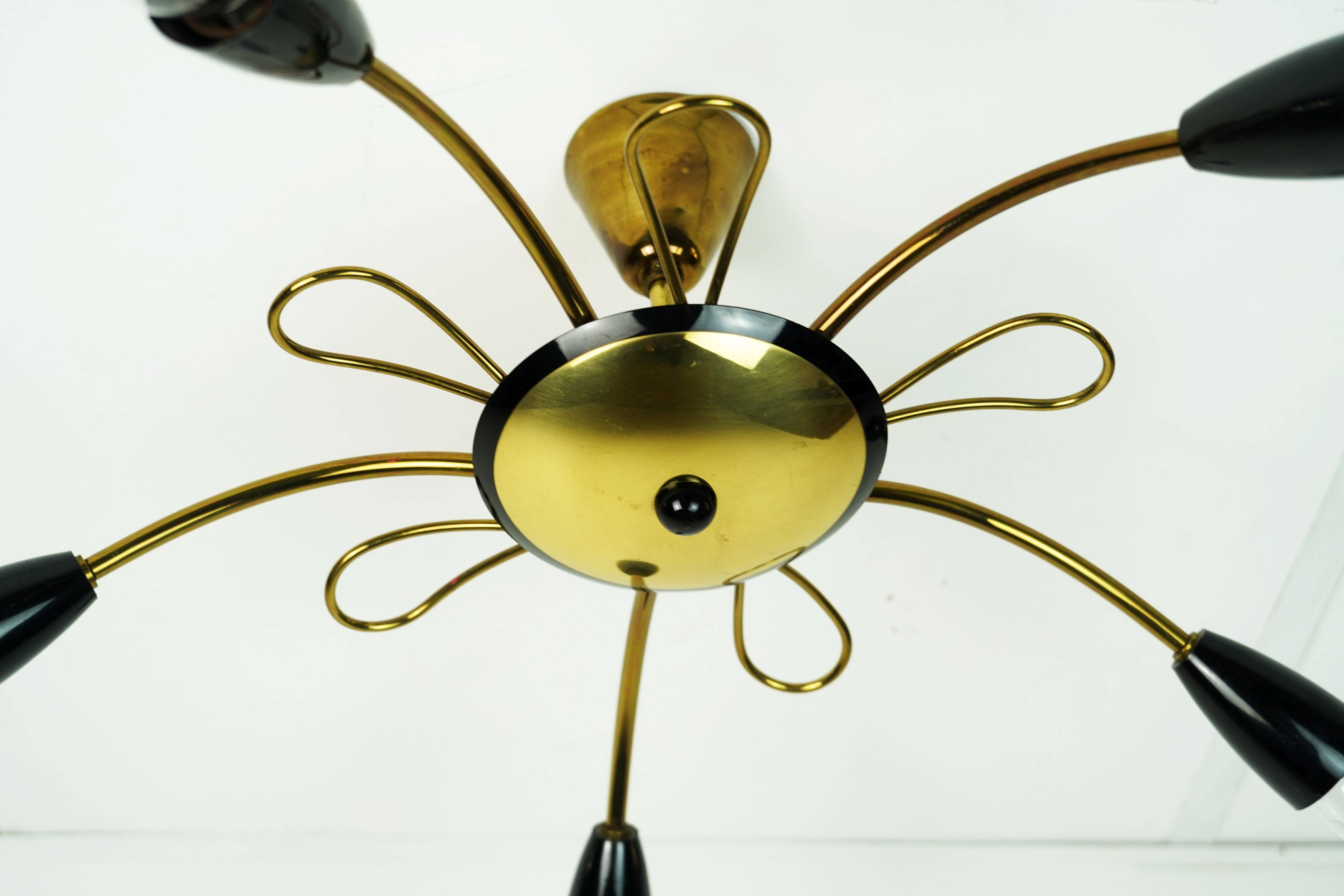 1950s sputnik spider CEILING LAMP brass stilnovo ära mid century