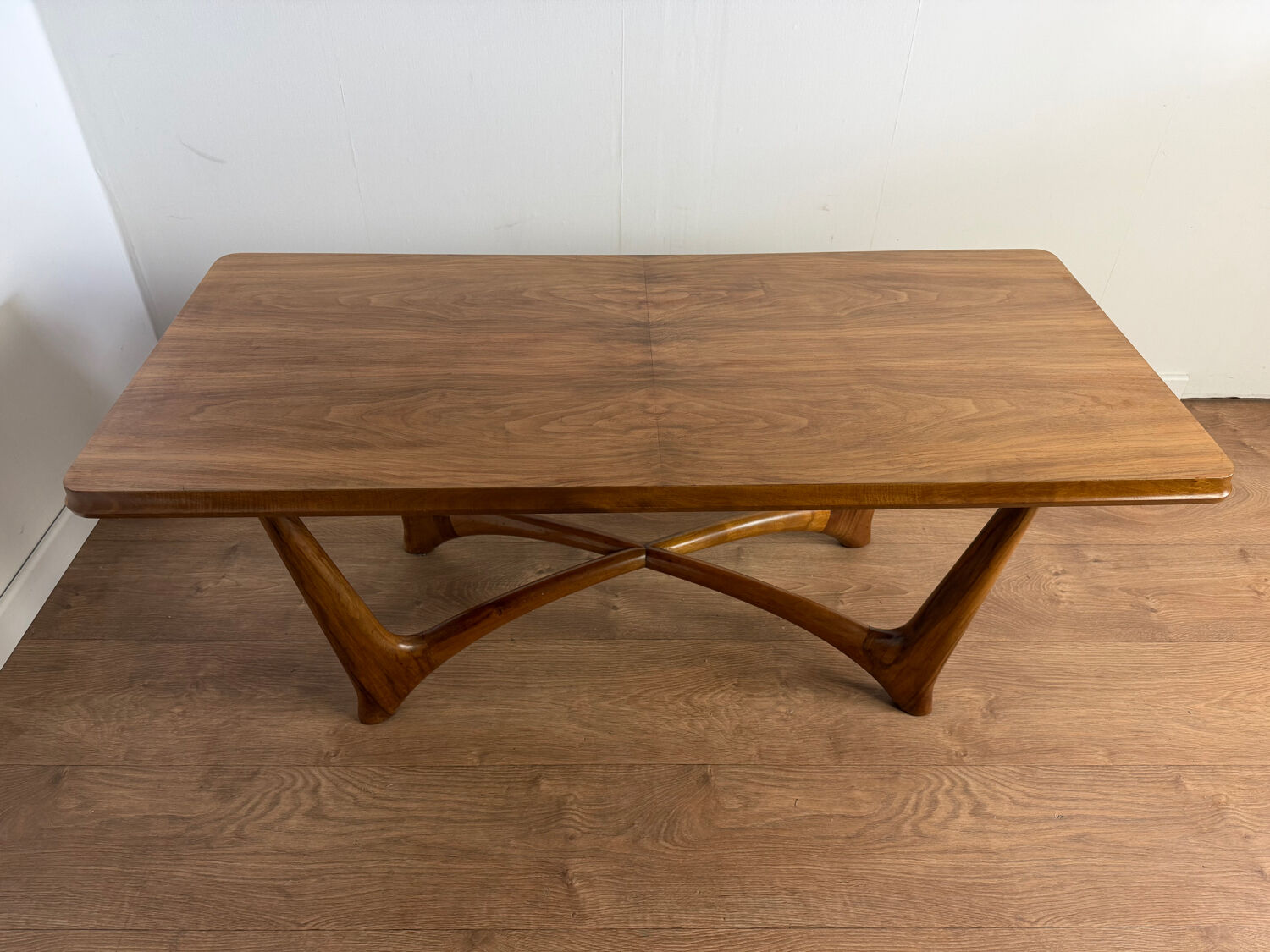 Vintage wooden coffee table – sculptural base