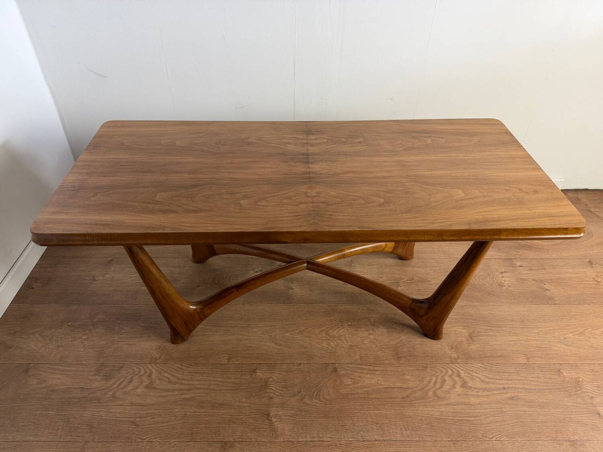 Vintage wooden coffee table – sculptural base