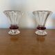 Paire Ancien Vase Taillé Transparent + Rouge Décoration Vintage