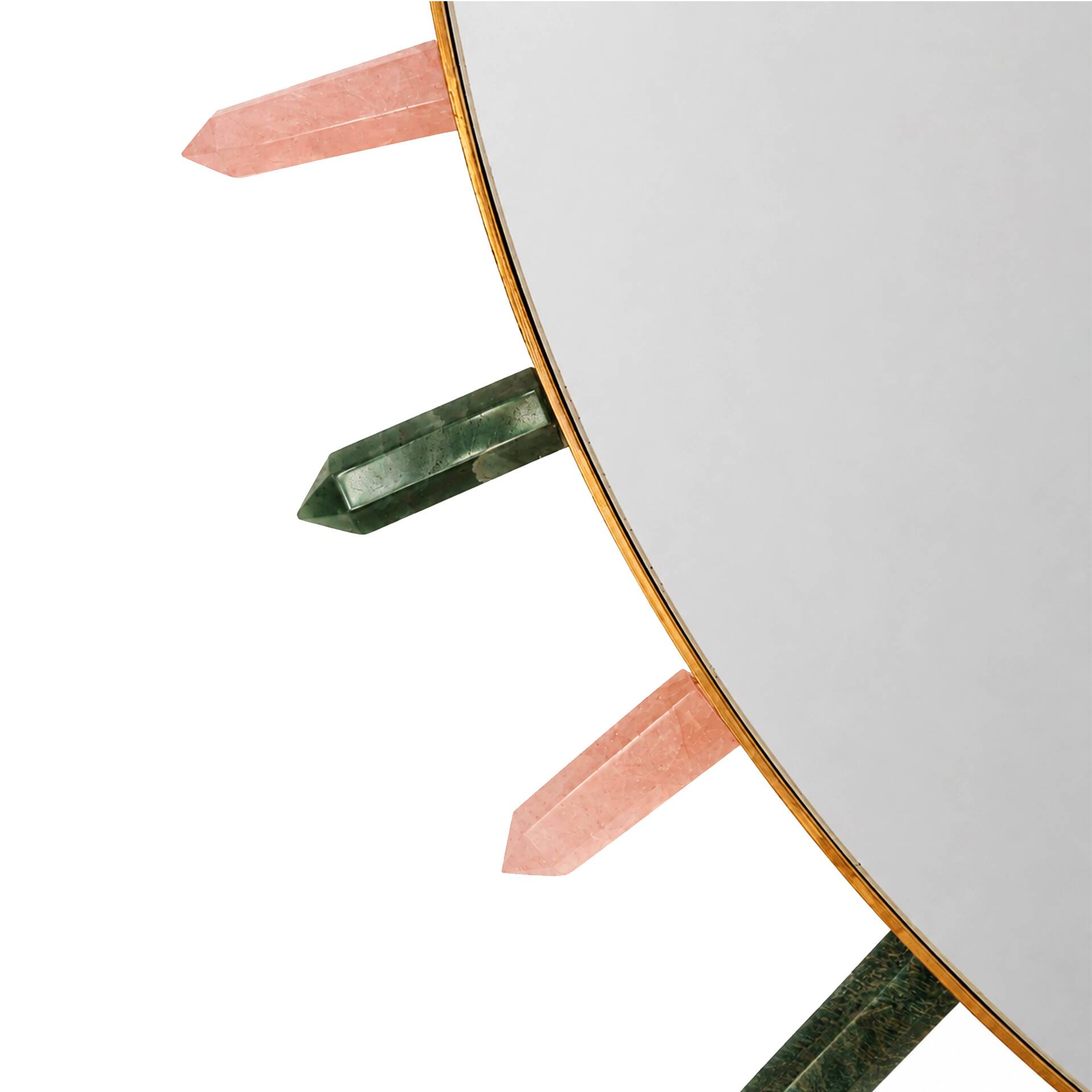 Contemporary Round Mirror with Multicolored Semiprecious Stones by L.A.stud