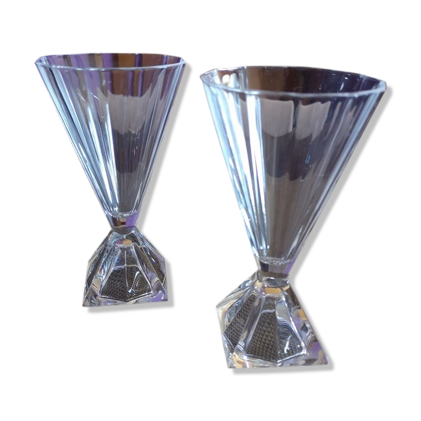 Pair of flutes/champagne glass in Art Deco crystal - 1920s/1930s