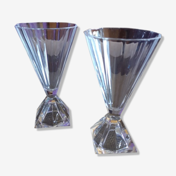 Pair of flutes/champagne glass in Art Deco crystal - 1920s/1930s