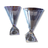 Pair of flutes/champagne glass in Art Deco crystal - 1920s/1930s