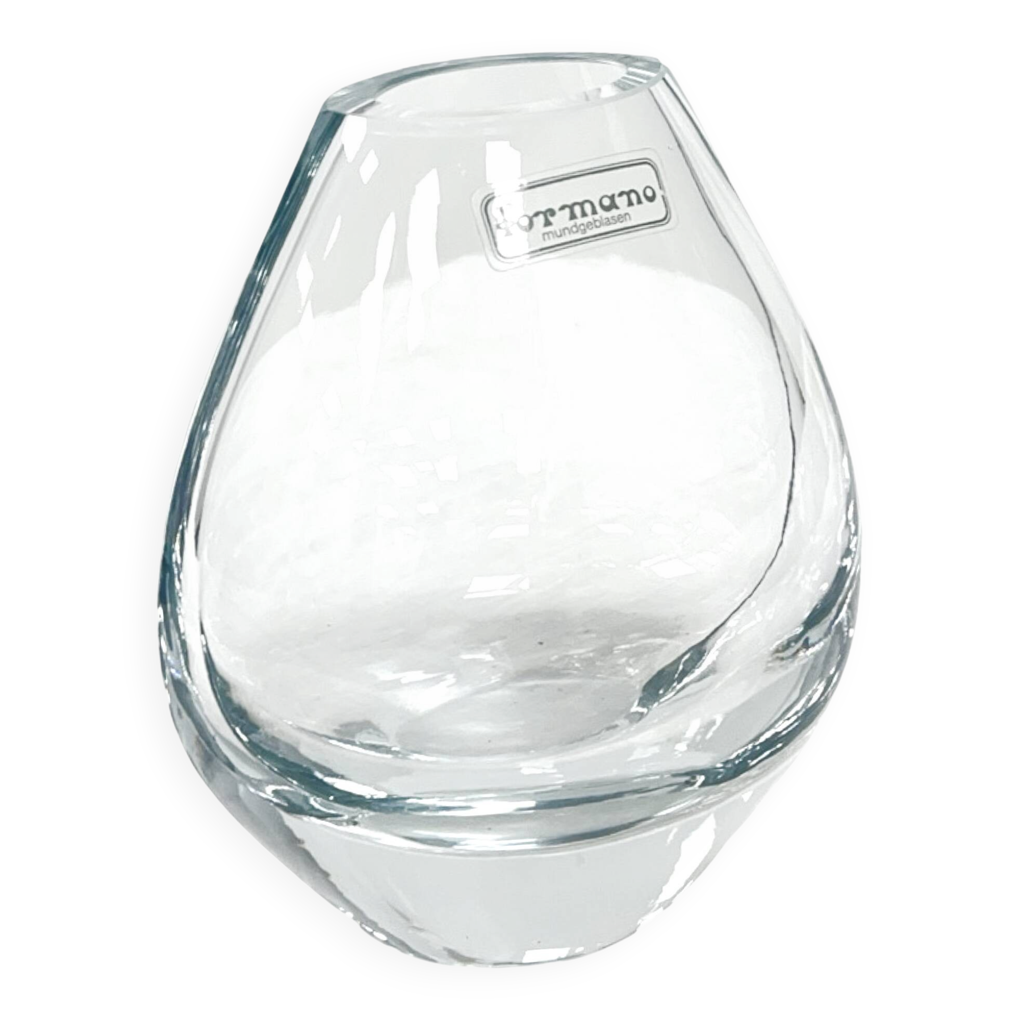 Hand-formed glass vase, minimalist design, Formano Germany, 1980s.