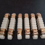 Set of 6 Art Deco knife holders in cream and gold earthenware