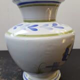 Old vase quimper henriot ceramic white décor blue rooster vintage