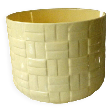 Cache pot en faience effet paille tressee chatelain france