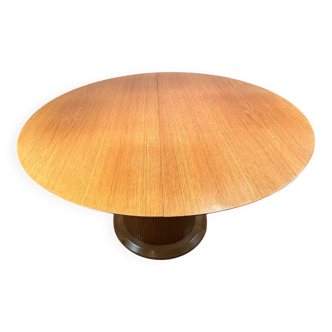 Table à manger ronde extensible de design danois vintage en chêne