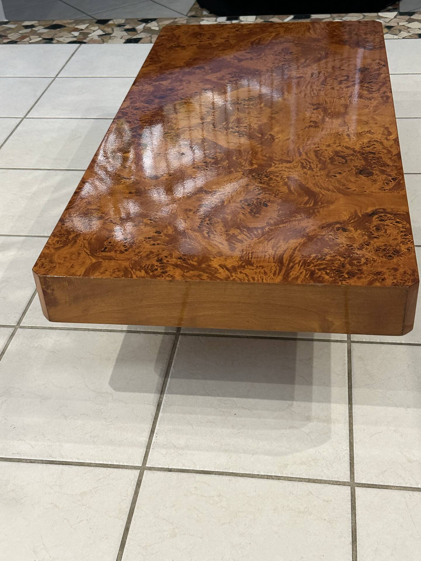 Vintage 1970s Elm Burl Coffee Table