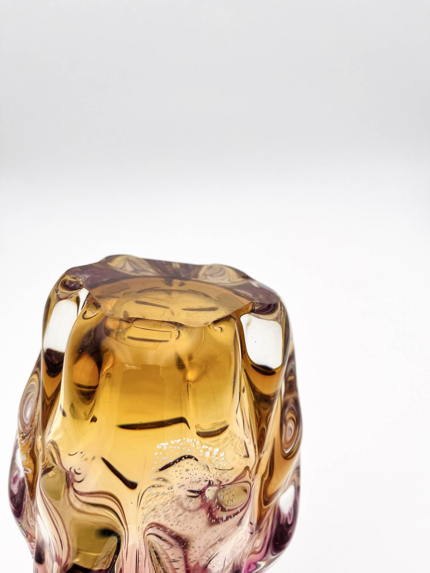 Vase Studio Glass Josef Hospodka Chribska Sommerso Feuille Argent