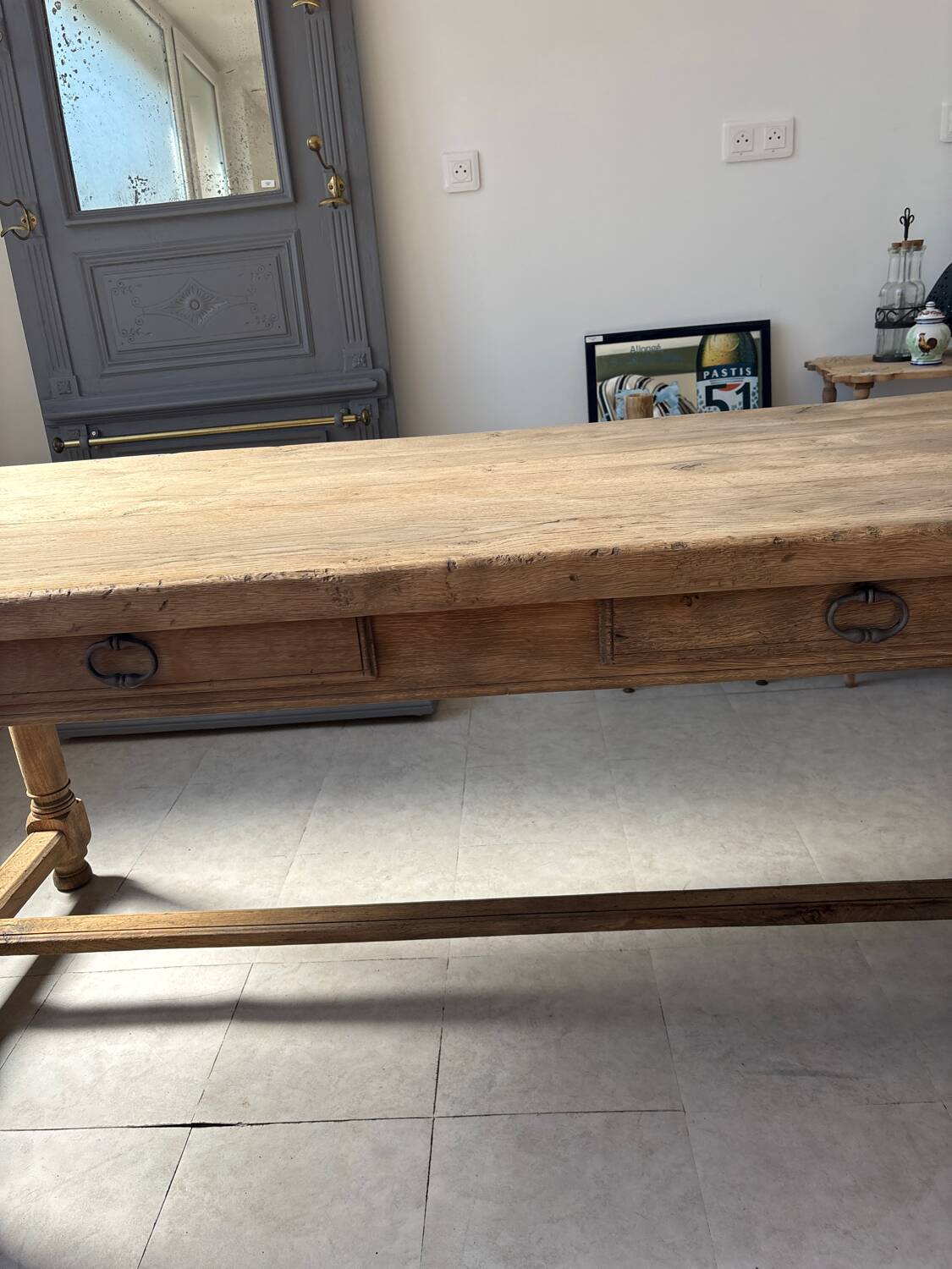 Table de ferme en chêne massif aerogommé